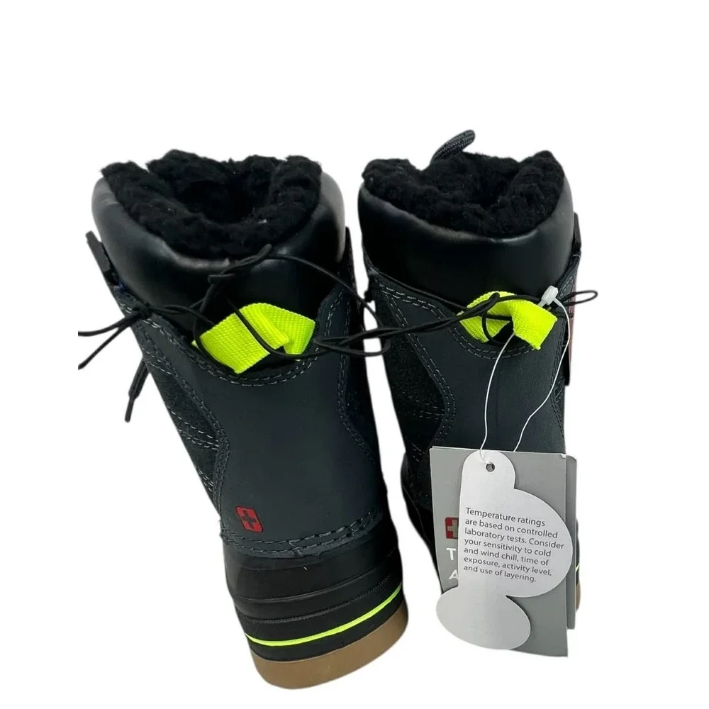 Swiss Tech 7 Black Grey Waterproof Suede Winter Snow Boots Insulated Kids NWT‎